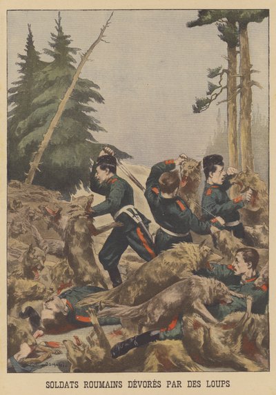 Soldados rumanos devorados por lobos de French School
